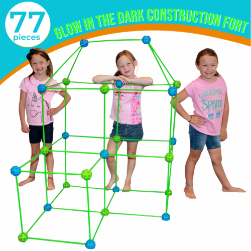Funphix Glow in the Dark Fort Building Kit - Blue/Green Perspective: right
