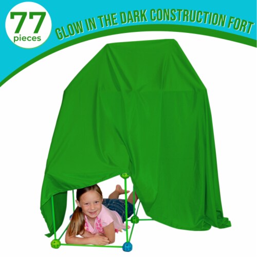 Funphix Glow in the Dark Fort Building Kit with Sheet - Blue/Green Perspective: right