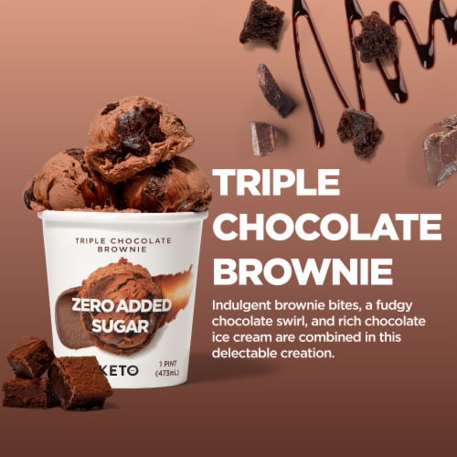 Keto Pint Triple Chocolate Brownie Ice Cream Perspective: right