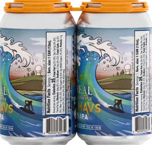 Surreal Brewing Company Non-Alcoholic Juicy Mavs Hazy IPA Perspective: right