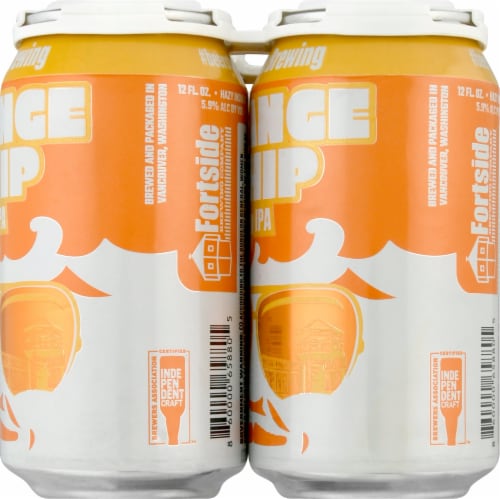 Fortside Brewing Orange Whip Hazy IPA Beer Perspective: right