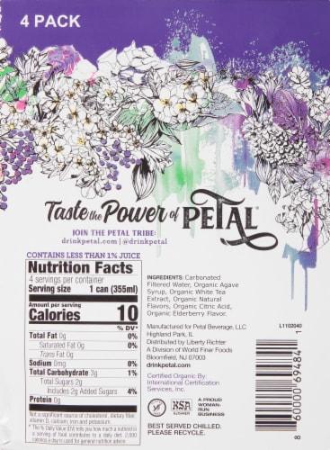 Petal Elderberry White Tea Flower Sparkling Water Perspective: right