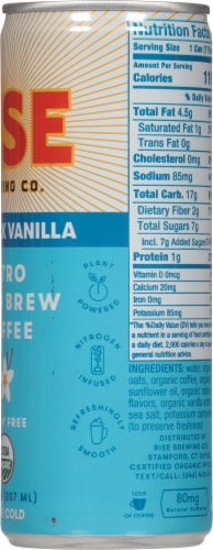 Rise Brewing Co Oat Milk Vanilla Nitro Cold Brew Coffee Perspective: right