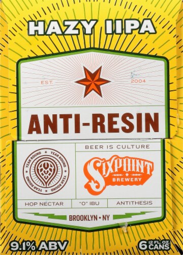 Sixpoint Brewery Anti-Resin Hazy IPA Beer Perspective: right