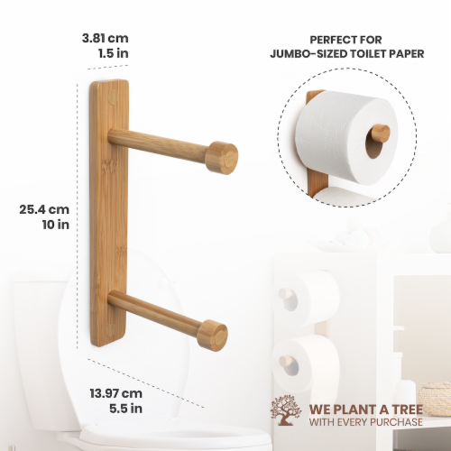 Bamboo Vertical Double Toilet Paper Holder