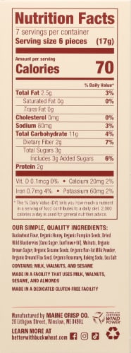 Maine Crisp Wild Blueberry Walnut Buckwheat Crackers Perspective: right