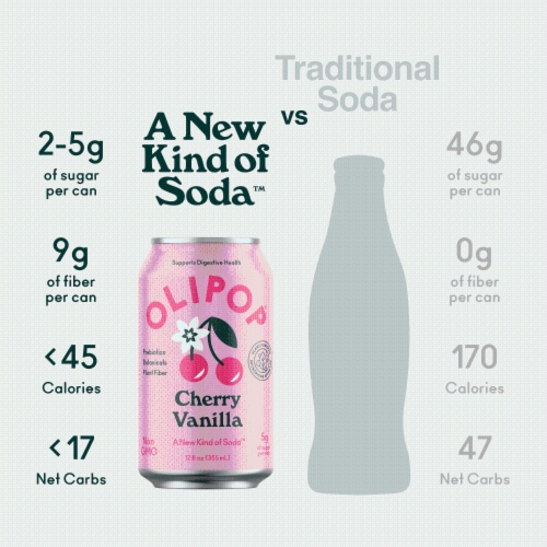 Olipop® Cherry Vanilla Sparkling Tonic Perspective: right