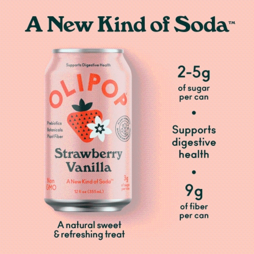 Olipop® Strawberry Vanilla Soda Cans Perspective: right