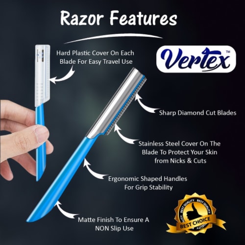 Beard Mustache Straight Edge Razor Mens Beards Shaping Tool Eyebrow Men Travel Mustaches 3Pc Perspective: right
