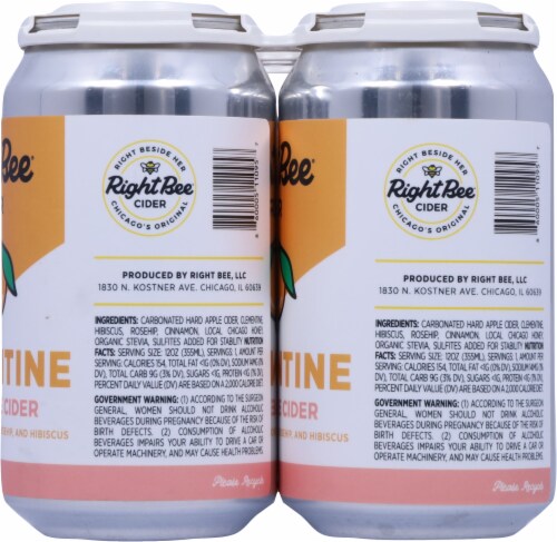 Right Bee Cider Clementine Hard Apple Cider Perspective: right