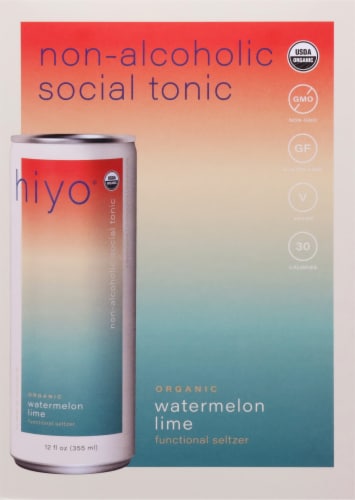 Hiyo® Organic Watermelon Lime Non-Alcoholic Seltzer Cans Perspective: right