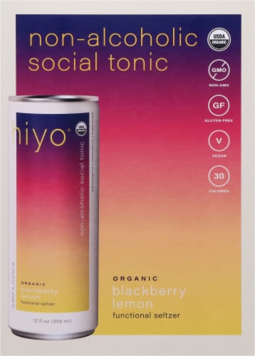 Hiyo® Non Alcoholic Social Tonic Organic Blackberry Lemon Functional Seltzer Perspective: right