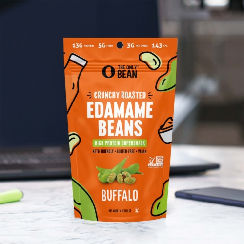 Crunchy Roasted Edamame (Buffalo) - Healthy Snacks, Keto Protein Gluten-Free & Vegan (3 Pk) Perspective: right