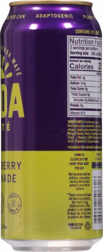 Yerba Maté Vida Maté Blackberry Lemonade Energy Drink Can Perspective: right