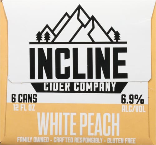 Incline Cider Company White Peach Hard Cider Cans Perspective: right