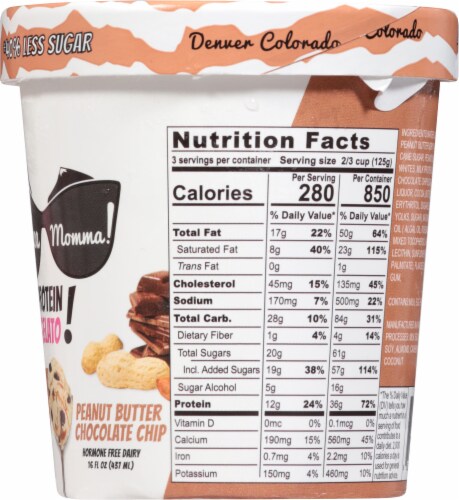 Whoa Momma! Peanut Butter Chocolate Chip Protein Gelato Perspective: right