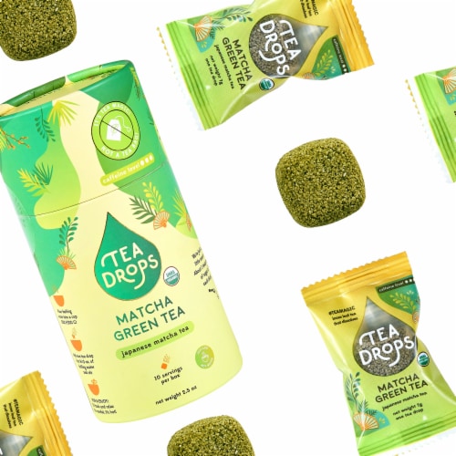 Tea Drops Organic Matcha Green Tea Bagless Lightly Sweetened Loose Leaf Tea Perspective: right