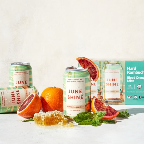 JuneShine Blood Orange Mint Hard Kombucha Perspective: right