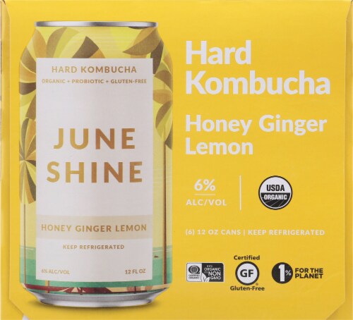 JuneShine Honey Ginger Lemon Hard Kombucha Perspective: right
