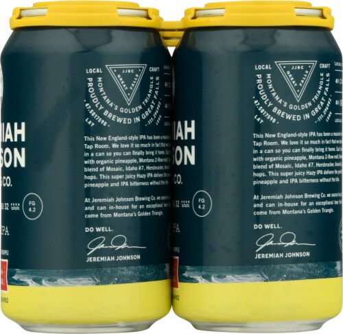 Jeremiah Johnson Brewing Co. Hazy IPA Beer Perspective: right