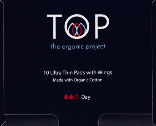 TOP Regular Absorbency Organic Cotton Ultra Thin Period Pads with Wings Perspective: right