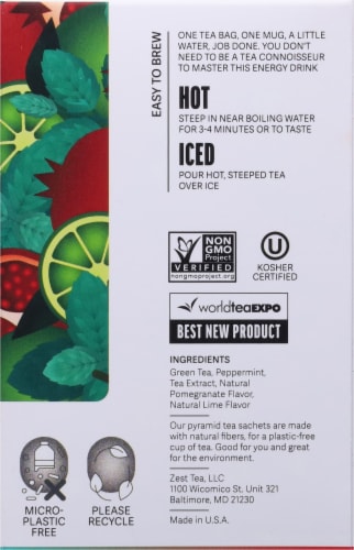 Zest™ Tea Pomegranate Mojito Energy Green Tea Perspective: right