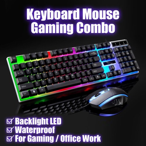 SANOXY USB Wired G21 104 Keys Full Size Keyboard Combo Mouse w/ Backlight LED Lights for Offi Perspective: right