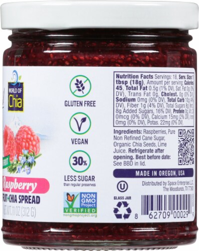 World of Chia Raspberry Extra Fruit Spread Perspective: right