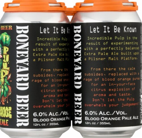 Boneyard Beer Incredible Pulp Blood Orange Extra Pale Ale Perspective: right