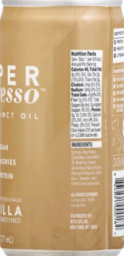 Super Espresso Vanilla Enhanced Espresso Beverage Perspective: right
