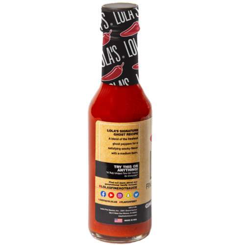 Lolas® Fine Ghost Pepper Hot Sauce Perspective: right