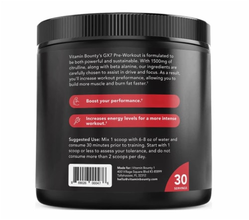 Vitamin Bounty Watermelon GX7 Pre-Workout Powder Perspective: right