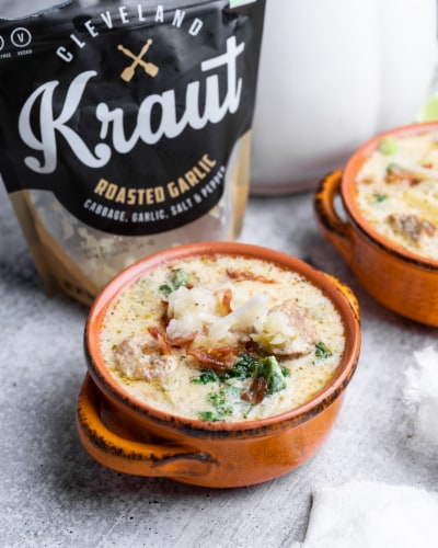 Cleveland Kraut Roasted Garlic Sauerkraut Perspective: right