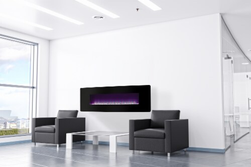 Muskoka Curved Front Wall Mount Electric Fireplace with Black Glass Perspective: right