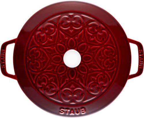 Staub Cast Iron 3.75-qt Essential French Oven with Lilly Lid - Grenadine Perspective: right