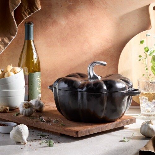 Staub cast iron 3 5 qt pumpkin cocotte with stainless steel knob