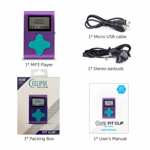 Eclipse Fit Clip 4GB MP3 Player Purple/Teal, 1 unit Ralphs