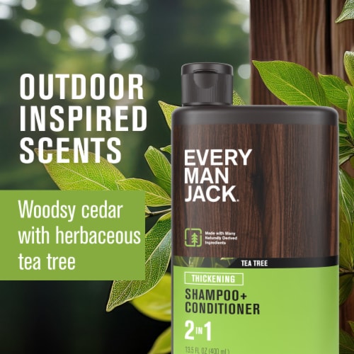 Every Man Jack Mens Thickening 2 in 1 Shampoo and Conditioner, Tea Tree Perspective: right