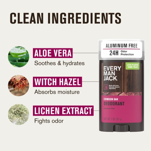Every Man Jack® Crimson Oak Men’s Aluminum Free Natural Deodorant Perspective: right