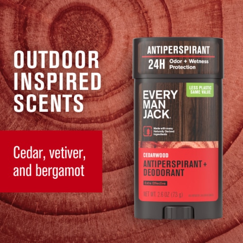 Every Man Jack Mens Antiperspirant Deodorant Stick, Cedarwood Perspective: right