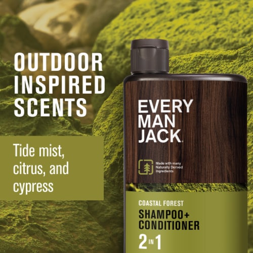 Every Man Jack Mens Daily 2 in 1 Shampoo and Conditioner, Coastal Forest Perspective: right