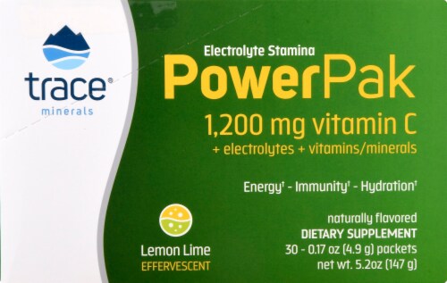 Trace Minerals Electrolyte Stamina Power Pak Lemon Lime Dietary Supplement Packets Perspective: right