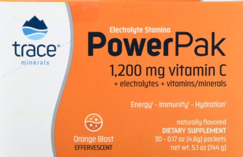 Trace Minerals Electrolyte Stamina Power Pak Orange Blast Dietary Supplement Packets Perspective: right