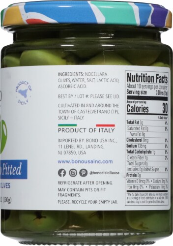 Bono Castelvetrano Sicilian Pitted Green Olives Perspective: right