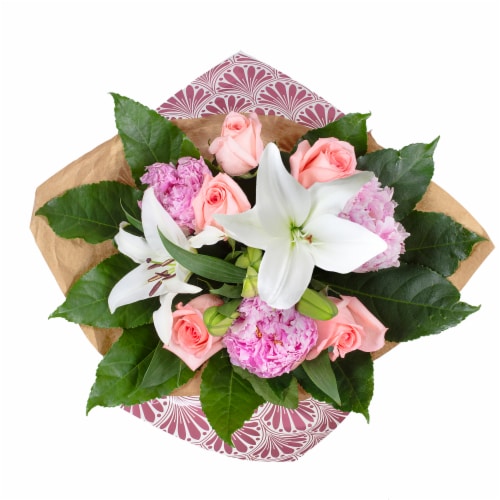 Peony & Rose Fresh Flower Bouquet Perspective: right