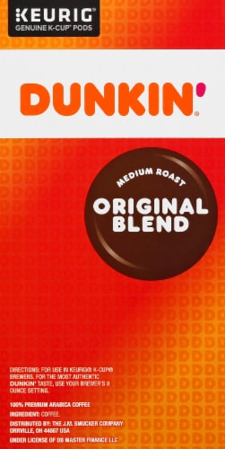 Dunkin' Original Blend Coffee, Medium Roast, Keurig K-Cup Pods Perspective: right