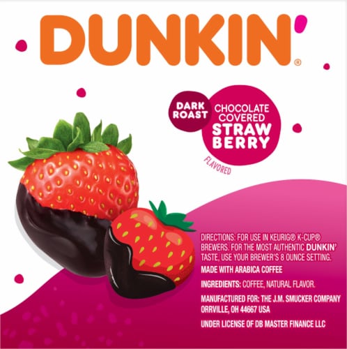 Dunkin® Chocolate Covered Strawberry Dark Roast K-Cup Coffee Pods Perspective: right