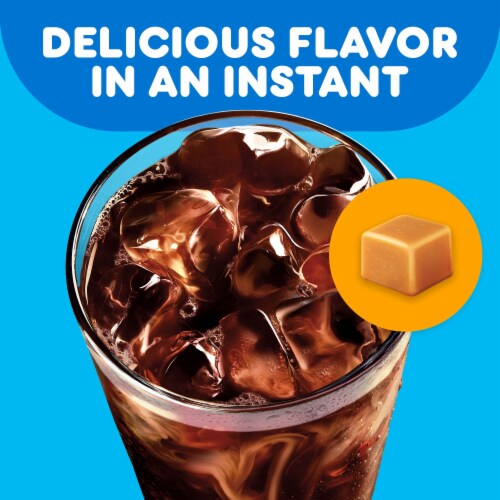 Dunkin’ Cold Iced Coffee, Caramel Artificially Flavored Powdered Instant Coffee Packs Perspective: right
