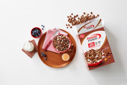 Post® Premier Protein Chocolate Almond Cereal Perspective: right