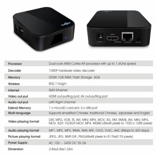 STB378 - Smart TV Box - Play streaming media services and Online digital content Perspective: right